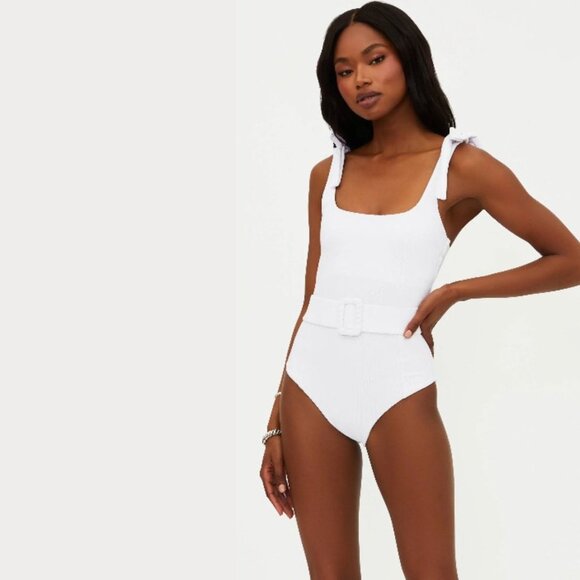 Beach Riot Sydney Ribbed One Piece White with Belt SZ M - NWT - Picture 4 of 9